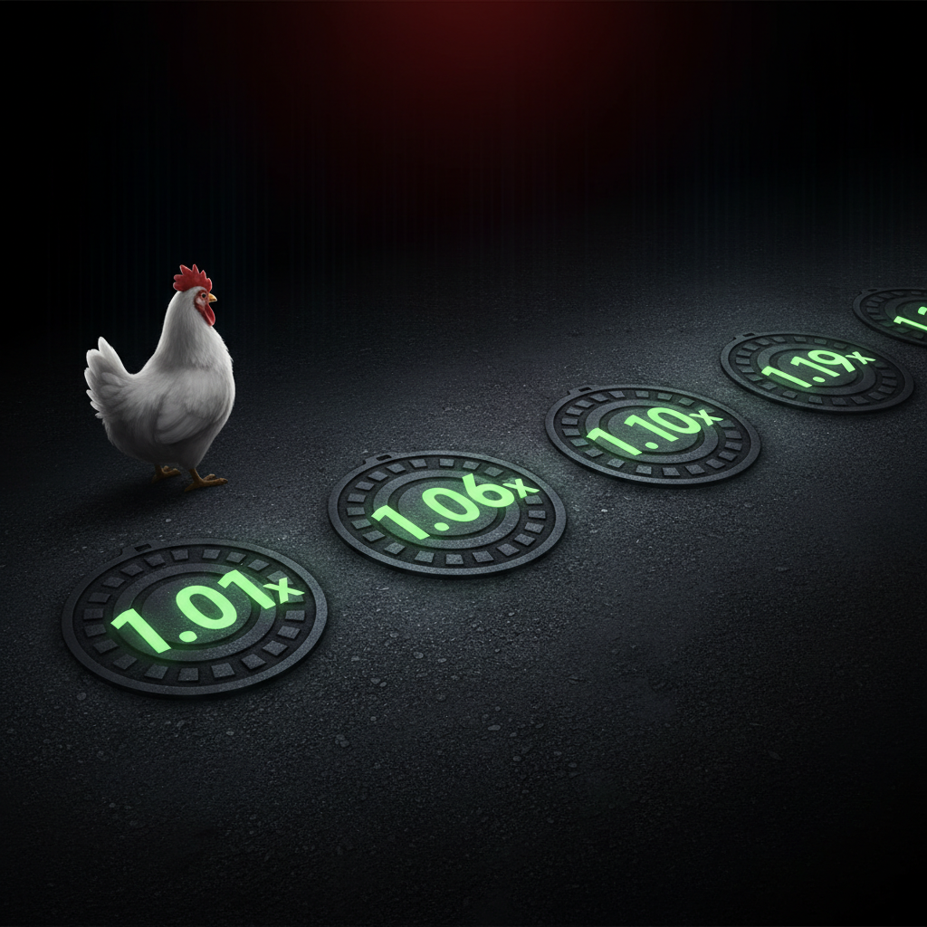 Chicken Road 2 tombini con moltiplicatori progressivi da 1.01x a 1.19x sulla strada